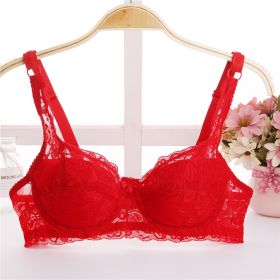 Thin Breathable Plus Size Lace Push Up Adjusting Bra (Option: Red-32 70B)