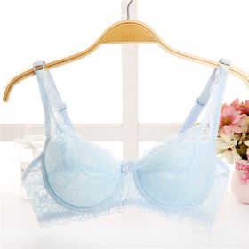 Thin Breathable Plus Size Lace Push Up Adjusting Bra (Option: Sky Blue-32 70B)