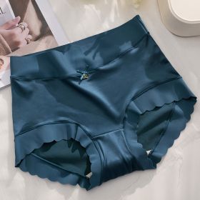 Satin Seamless Ice Silk Underwear (Option: Lake Blue-M)