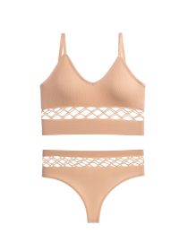 Women's Hollow Underwear Suit (Option: Skin Color-L)