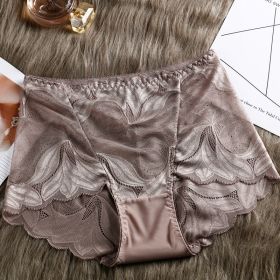 High Waist Lace Women's Panties French Transparent Comfortable Hip Lift Seamless Briefs (Option: Light Coffee-L)