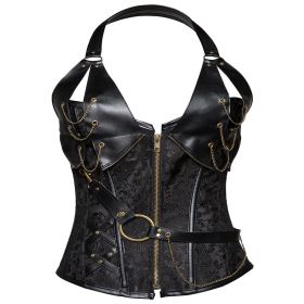 Women's Minimalist Steampunk Gothic Neck Hanging Shapewear (Option: Black-XXXL)