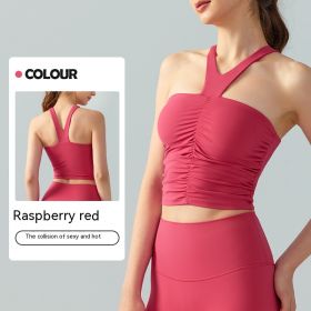 Halter Spaghetti Straps Vest With Chest Pad One-piece Summer Skinny Inner Match Tube Top Sleeveless Top (Option: M-Wood Mildew Red)