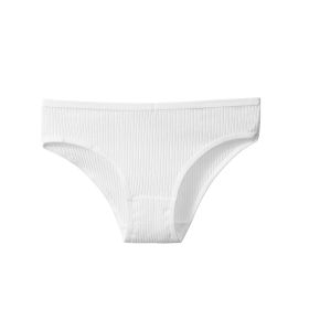 Women's Cotton Breathable Threaded Briefs (Option: White-M)