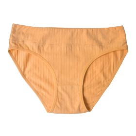 Cotton Mid Waist Women's Underwear Plus Size Women's Briefs (Option: Apricot-L)