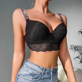 Shoulder Strap French Lace Push Up Shaping Bra (Option: Black-80B)