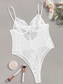 Women's Sexy And Fun Lingerie One Piece Lace Pajamas (Option: White-M)