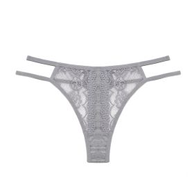 Girls Lace Pure Desire Double Belt Thin Strap Seamless Briefs (Option: Gray-M)