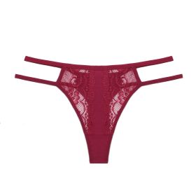 Girls Lace Pure Desire Double Belt Thin Strap Seamless Briefs (Option: Purplish Red-L)