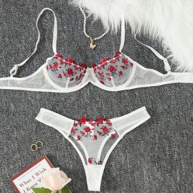 Women's New Lace Underwear Bra Set (Option: White-XL)